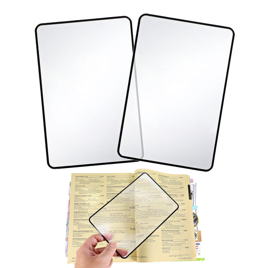 oruola 3X Page Magnifying Sheet for Reading,2pcs Flat Magnifier Lay on Page,Flexible Plastic Magnifier Lenses for Reading,Full-Page Magnifying Glass for Small Print,Books,Maps,Patterns (18 * 12cm)