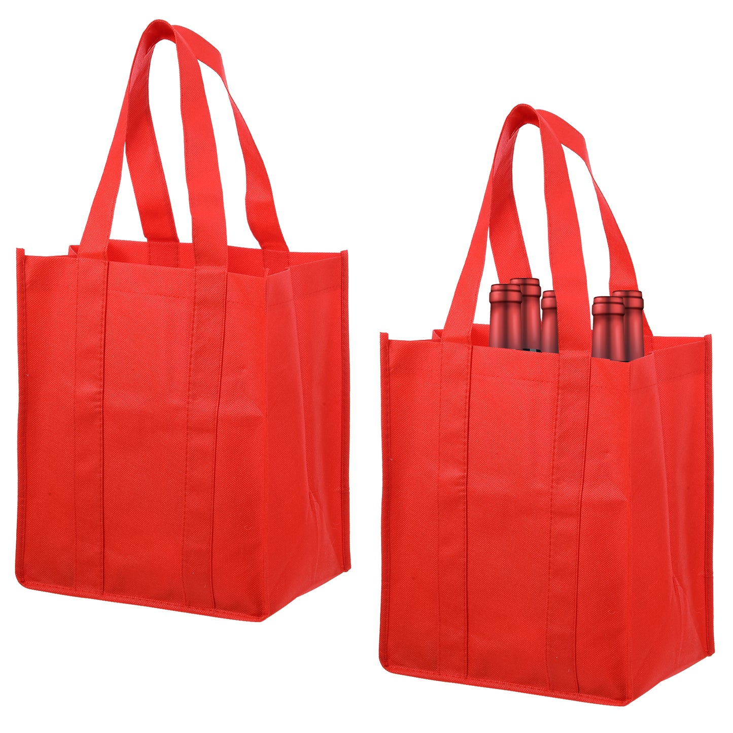 Classicseali 2PCS Bottle Carrier, Reusable Wine Carrier, Wine Carriers Bag 6 Bottles, for Storing Carrying Wines Beer Champagne, Ideal for Parties, Picnics, Gifts, Black, Red (31 X 25 X 18cm)