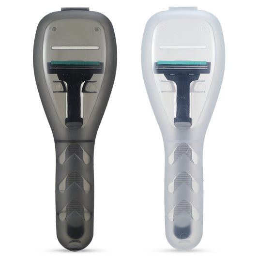 Classicseali 2PCS Razor Case, Portable Razor Case Travel, Plastic Razors Cover Travels, Suitable for Men's Manual Razors and Electric Accessories, Transparent