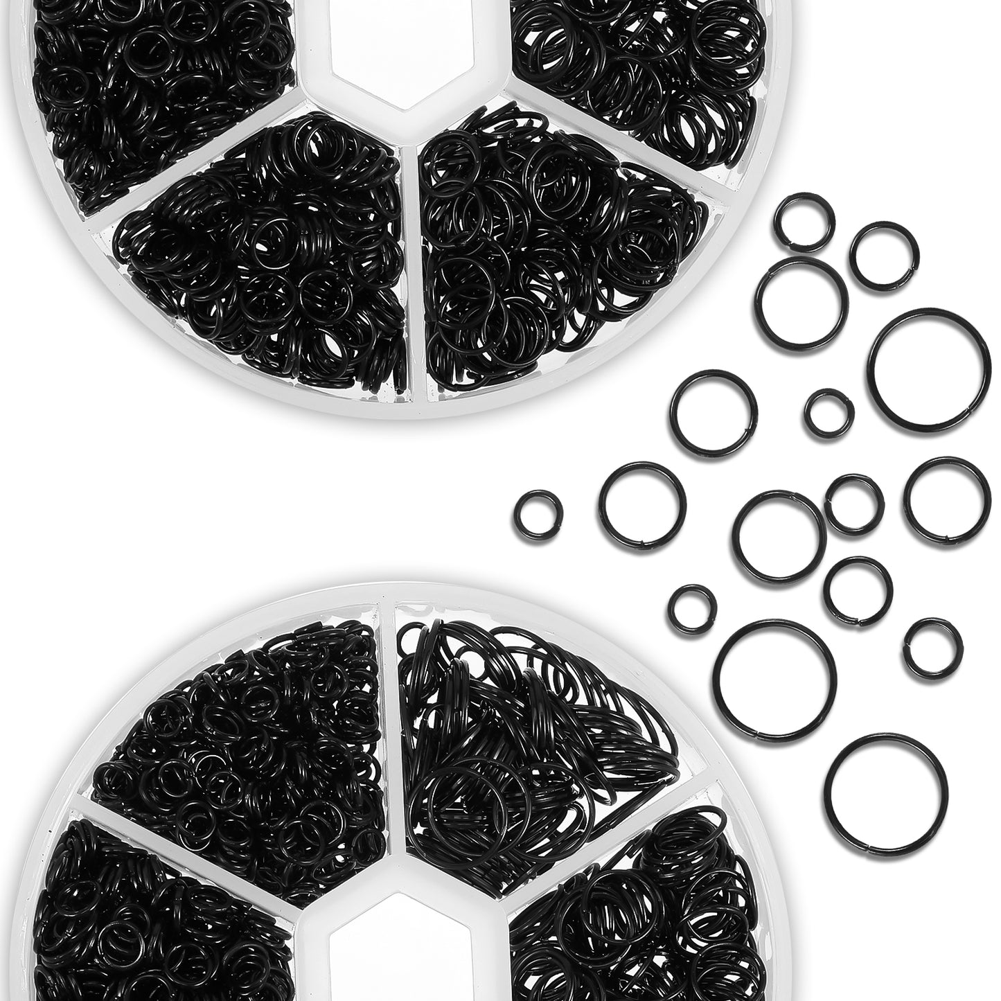 Classicseali 1940pcs Chainmail Rings, 6 Different Sizes of Black Jump Rings for Jewelry Making, Jump Ring for DIY Bracelet Earrings Necklace Jewelry Making, 4mm 5mm 6mm 7mm 8mm 10mm
