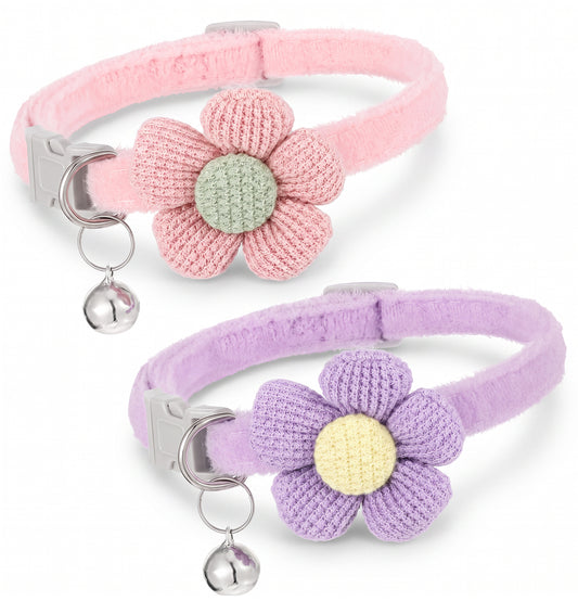 2 Pcs Kitten Collars, Cat Collars Quick Release Pink & Purple