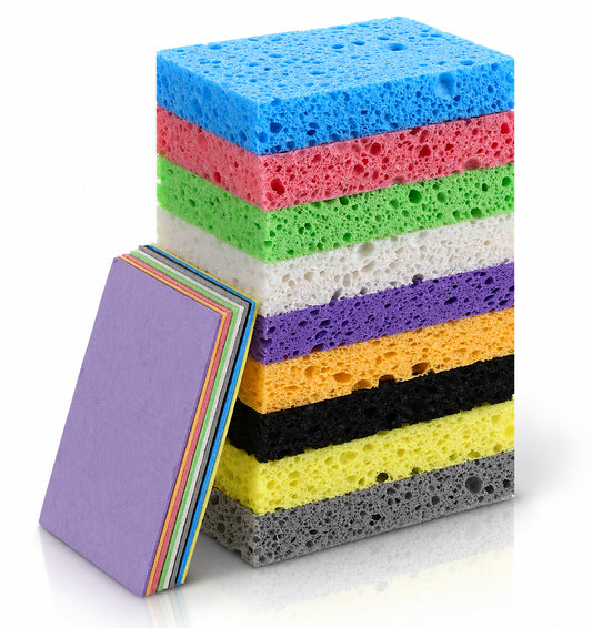 18PCS Cellulose Sponge, Natural Compressed Kitchen Sponges for Dish Washing