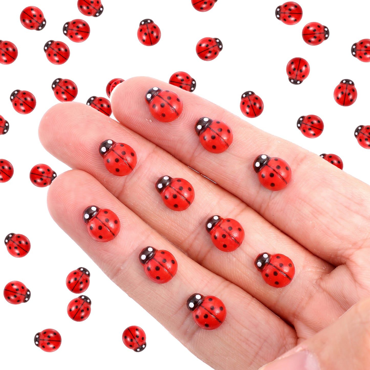 Elegaperma 300 pcs Mini Resin Ladybug, DIY Ladybug Decor, Tiny Ladybirds for Dollhouses, Fairy Garden Micro Landscaping Home Decoration
