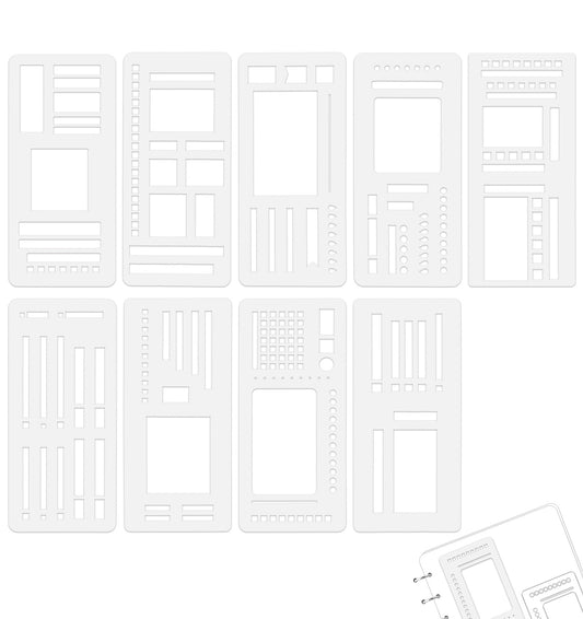 9Pcs Journal Stencils, Journal Stencils for Adults with Coils Discs & Rings, Reusable Dot Grid Journals Stencil for Drawing & Checklists