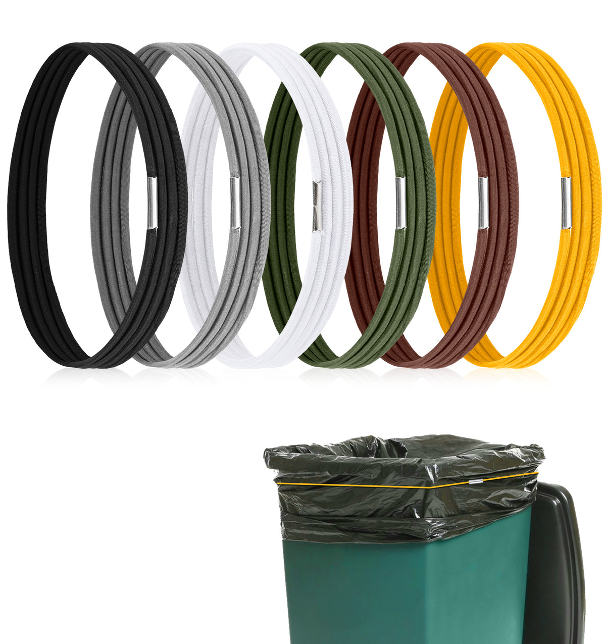 6 Pcs Wheelie Bin Bag Clips, Heavy Duty Trash Can Bands 55-96(Multicolor)