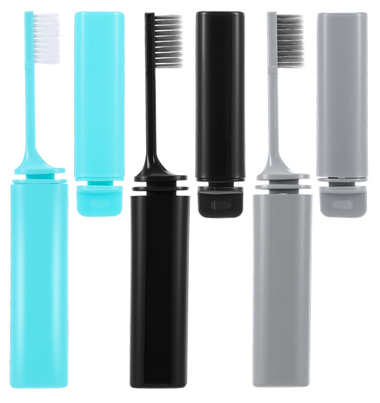 6Pcs Portable Toothbrush, Toothbrush Travel with Case, Individually Wrapped for Camping, Hiking & Home Use (Compact & Portable)