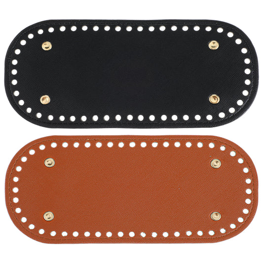 Classicseali 2pcs Bag Bases for Crochet, Oval Crochet Bag Accessories, 4 x 8.7In Purse Bottom Insert, Leather Purse Bottom for Crochet with Hole for DIY Crochet Bag Shoulder Bags Craft Making