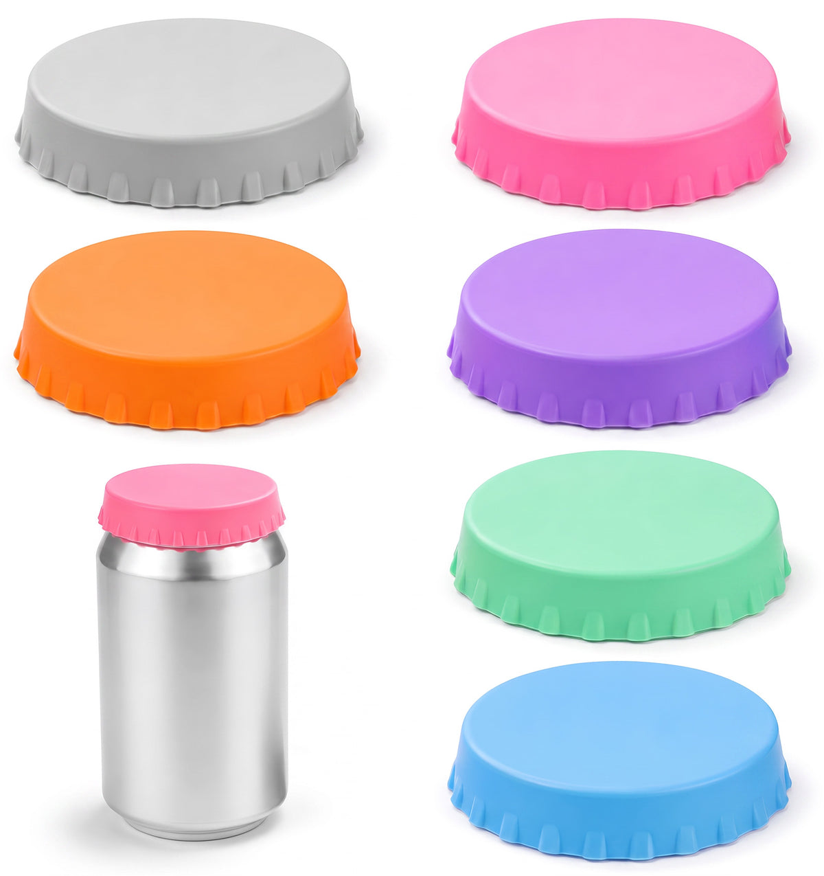 6 Pack Soda Can Lid, Silicone Can Lids to Keep Carbonation, Assorted