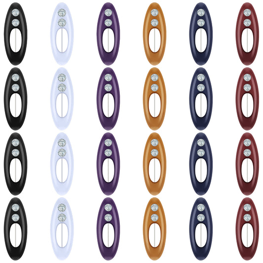 24 Pcs Hijab Pins, Oval Rhinestone Scarf Pins with Plastic & Iron Design, 3.9 x 1.9 x 1.5 cm (Multi-Colour)