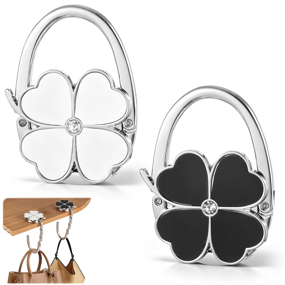 Elegaperma 2Pcs Foldable Purse Hooks for Table, Alloy Portable Purse Hook