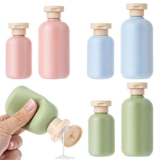 Classicseali 6pcs Refillable Travel Bottles, Portable Travel Size Bottles, with Flip-Top Leak-Proof, 100ml/200ml Plastic Bottle, for Shampoo, Shower Gel, Face Cream, Lotion, Blue, Pink, Green