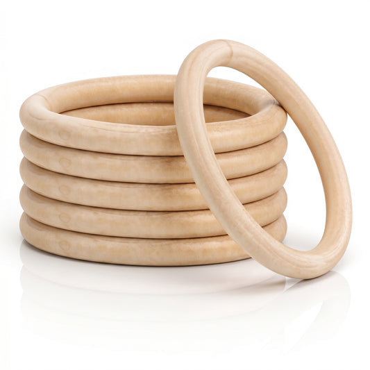 Oruola 6 Pcs Wooden Rings, Unfinished Natural Wooden Rings for Crafts,Wooden Hoops for Craft Jewellery Making & Home Decor (10cm Outer Diameter, 7.5cm Inner Diameter, 1cm Thickness)