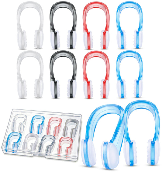 ValueBargain 2PCS Swimming Nose Clips, Soft Silicone Waterproof Nose Plugs with Storage Cases, Non-Slip & Comfortable Fit for Adults (Blue, Pink)