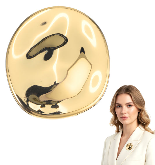 Gold Brooch, Vintage Metal Brooch Pins for Women, Elegant Geometric Design Women's Brooches & Pins, Large Irregular Round Brooches for Clothes Dresses Coats Evening Wear Wedding Birthday Parties