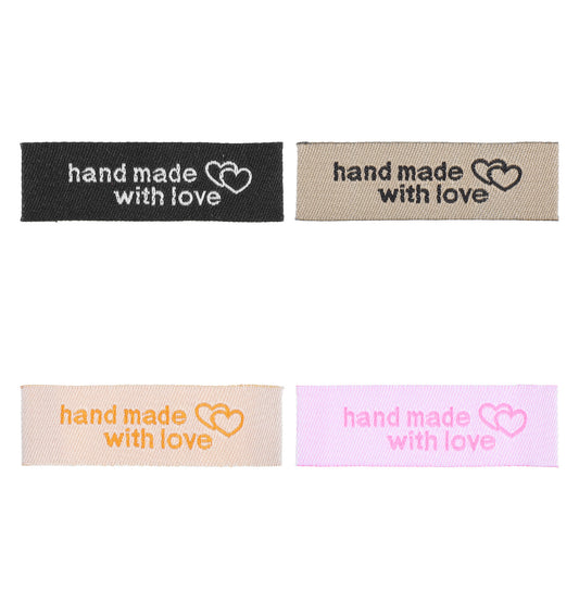 Classicseali 120PCS Sewing Labels for Handmade Items, Personalized Made with Love Tags, Sewing Labels with Love for Handmade Items, for DIY Crafts, Knitting, Crochet and Sewing Clothing, 4 Colors