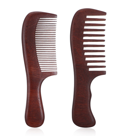 2 Pcs Wooden Comb, Wooden Comb for Hair Women, Natural