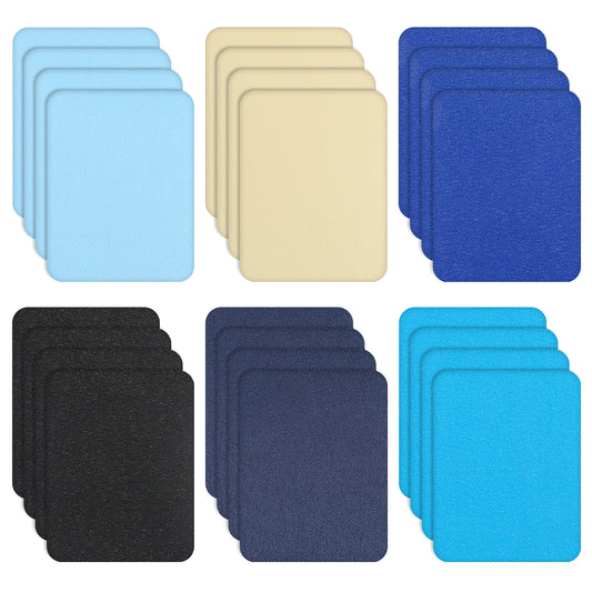 oruola 24pcs Iron on Patches,6 Colors Iron on Patches for Clothing,Fabric Patches for Jeans and Clothing Repair,4.9 x 3.7 in Denim Repair Patches for Jeans Repair,Self-Adhesive,Easy to Apply