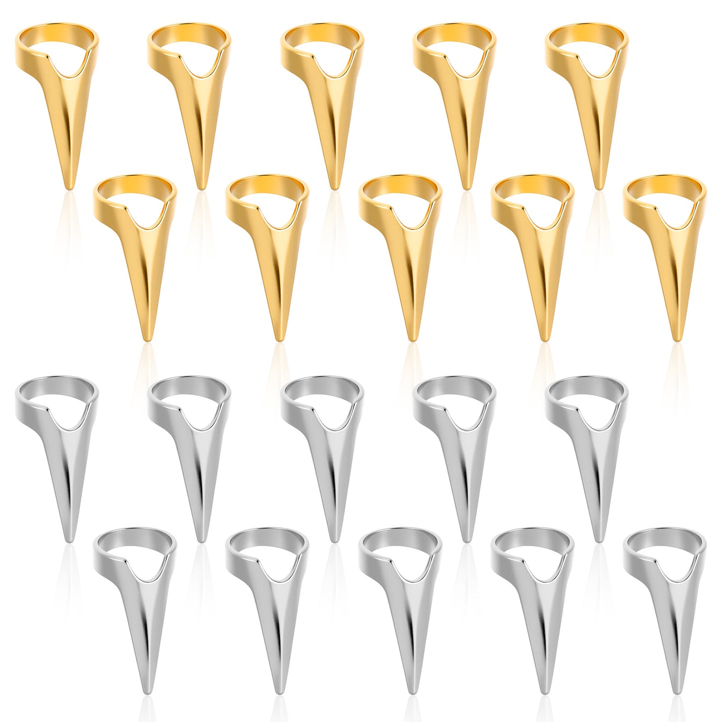 Classicseali 20Pcs Stitch Braiding Finger Tool Finger Claws Stitch Braid Tool Finger for Braiding Tools Hair Parting Tool Cosplay Nail Art Party (Gold & Silver)