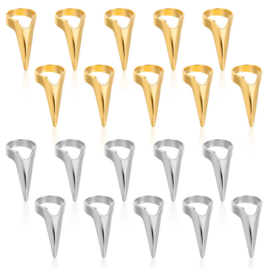 Classicseali 20Pcs Stitch Braiding Finger Tool Finger Claws Stitch Braid Tool Finger for Braiding Tools Hair Parting Tool Cosplay Nail Art Party (Gold & Silver)