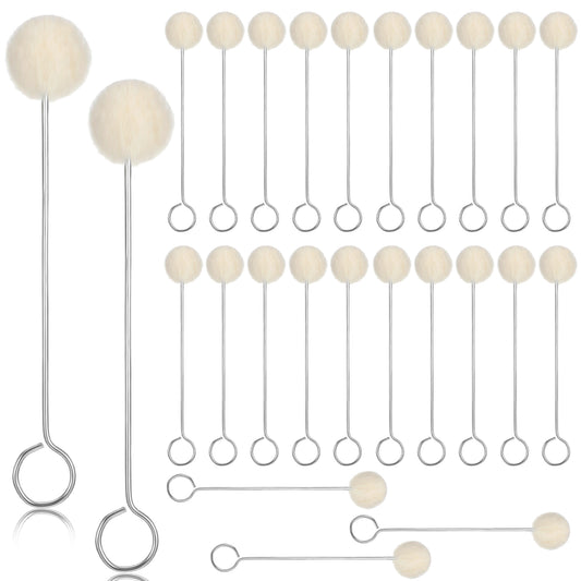 Guduling 25pcs Wool Daubers, Wool Daubers For Leather Dye， Soft Material, Metal Handle, Suitable for Leather and Suede Dyeing, Shoe Polish Polishing