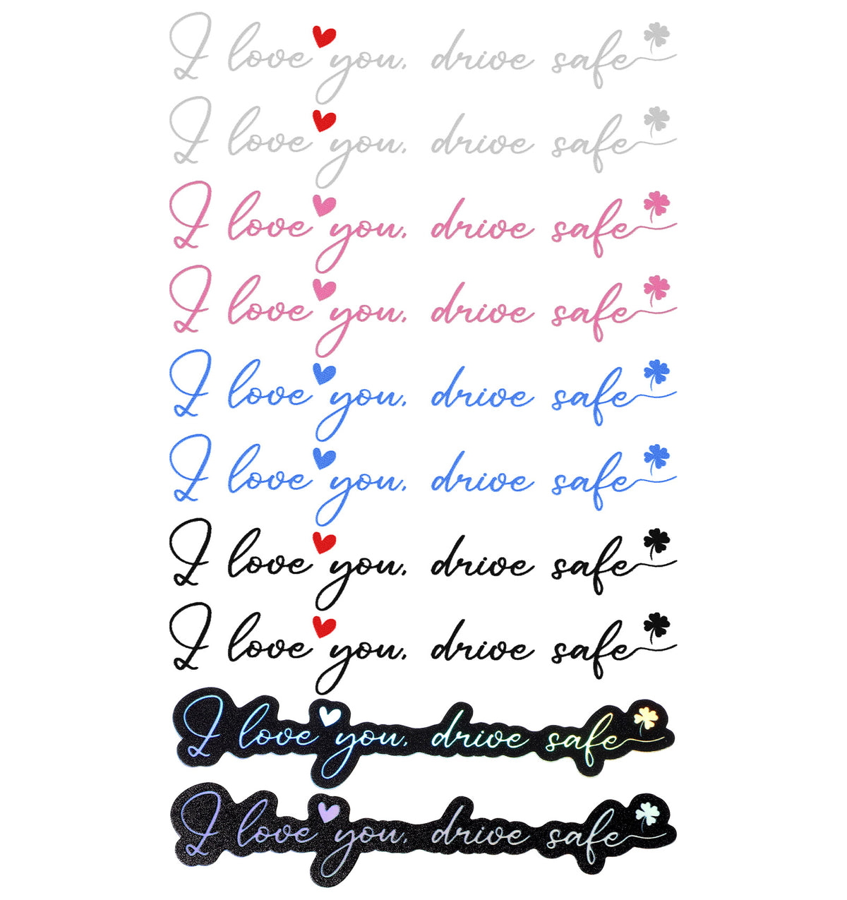 10 Pcs I Love You Drive Safe Mirror Sticker, Waterproof Vinyl Decal