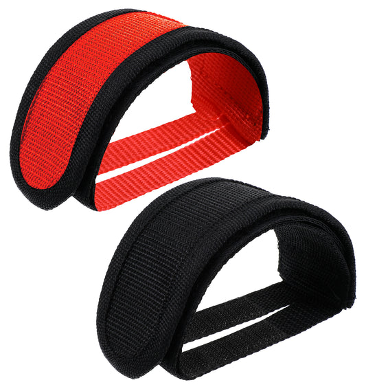 2 Pair Bicycle Clips, Adjustable Bike Clips with Anti-Slip Double Adhesive Tape, Secure Fit for Cycling & Commuting (Black and Red)