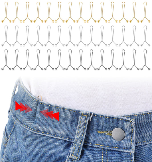Thrymme 36Pcs Jeans Waist Tightener, Adjustable Waist Tightener Clips, Pants Tightening Clips for Jeans Waistband Trouser Tightening that are Too Big, Easy to Use, Reusable