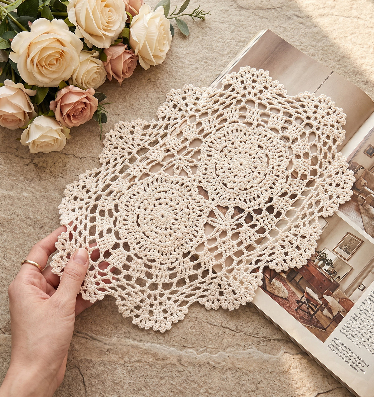 3 Pcs Vintage Doilies, Doyles for Tables Delicate Hollow‑Woven Soft Lace