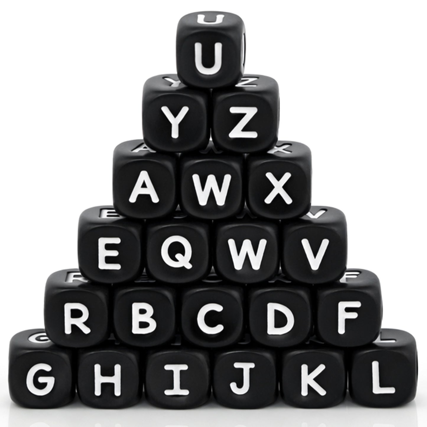 Classicseali 52PCS Silicone Beads, 12mm A-Z Silicone Letters, Square Letter Beads for Bracelet Making, for Bracelets and Keychains, Necklaces and Lanyards Making