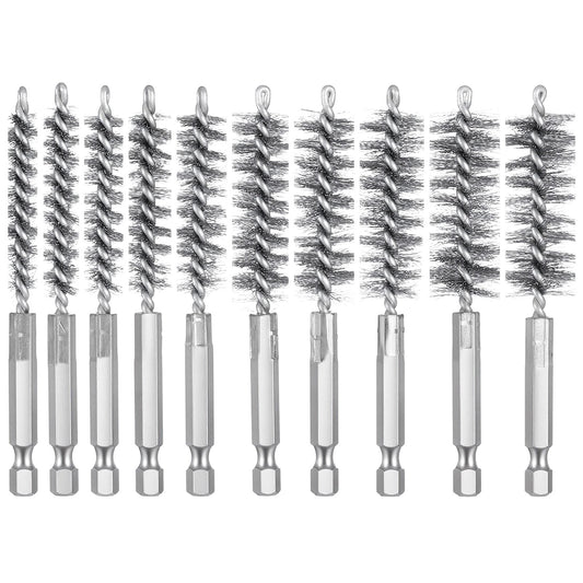 Classicseali 10Pcs Golf Shaft Puller, Stainless Steel Wire Golf Club Cleaning Brush with Hex Shank Handle, Golf Brush Tool for Club Repair & Maintenance, Wood and Iron, Compatible with Electric Drill