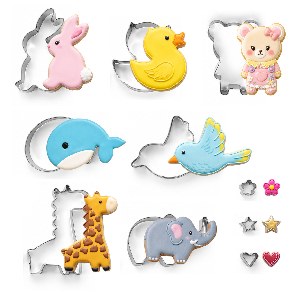 Elegaperma 10 Animal Cookie Cutters, Stainless Steel Cute Biscuit Cutters