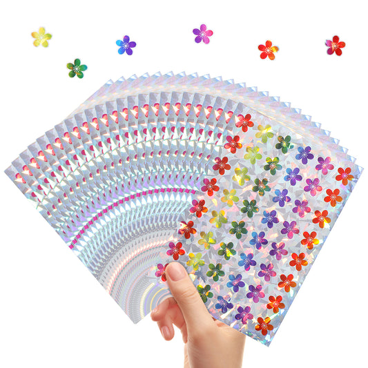 Elegaperma 2880Pcs Small Flower Stickers,Holographic Flower Reward Stickers