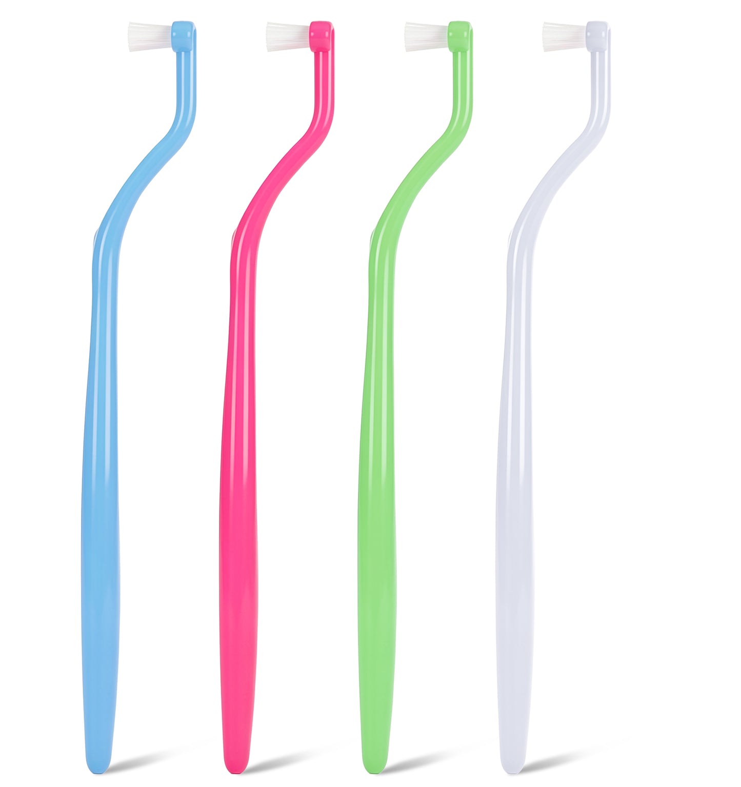 4 Pcs Single Tufted Toothbrush, Interspace Toothbrush with End Tuft for Braces, Dental Implants & Back Teeth, Mini Compact for Precision Cleaning