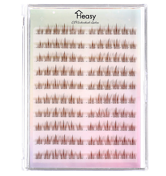 Light Brown Cluster Lashes 120 Pcs Manga-Inspired DIY Eyelash Extensions, 9-12mm Length, Manhua C-Curl D-Curl Individual Lashes, Beginner-Friendly, Natural Look