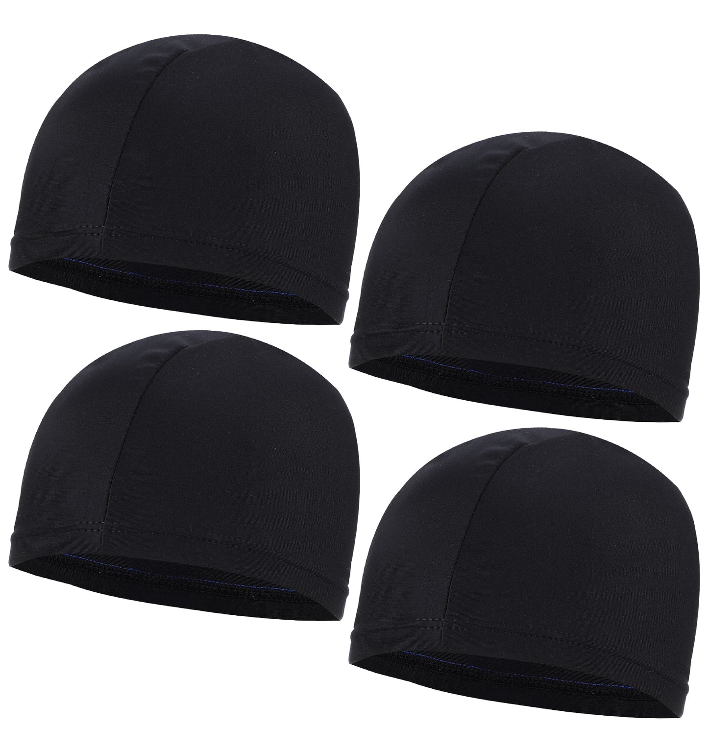 Thrymme 4 Pcs Wave Cap, Black Silk Skull Cap, Silky Compression Stocking Caps for 360 Waves, Breathable & Comfortable for Men & Women