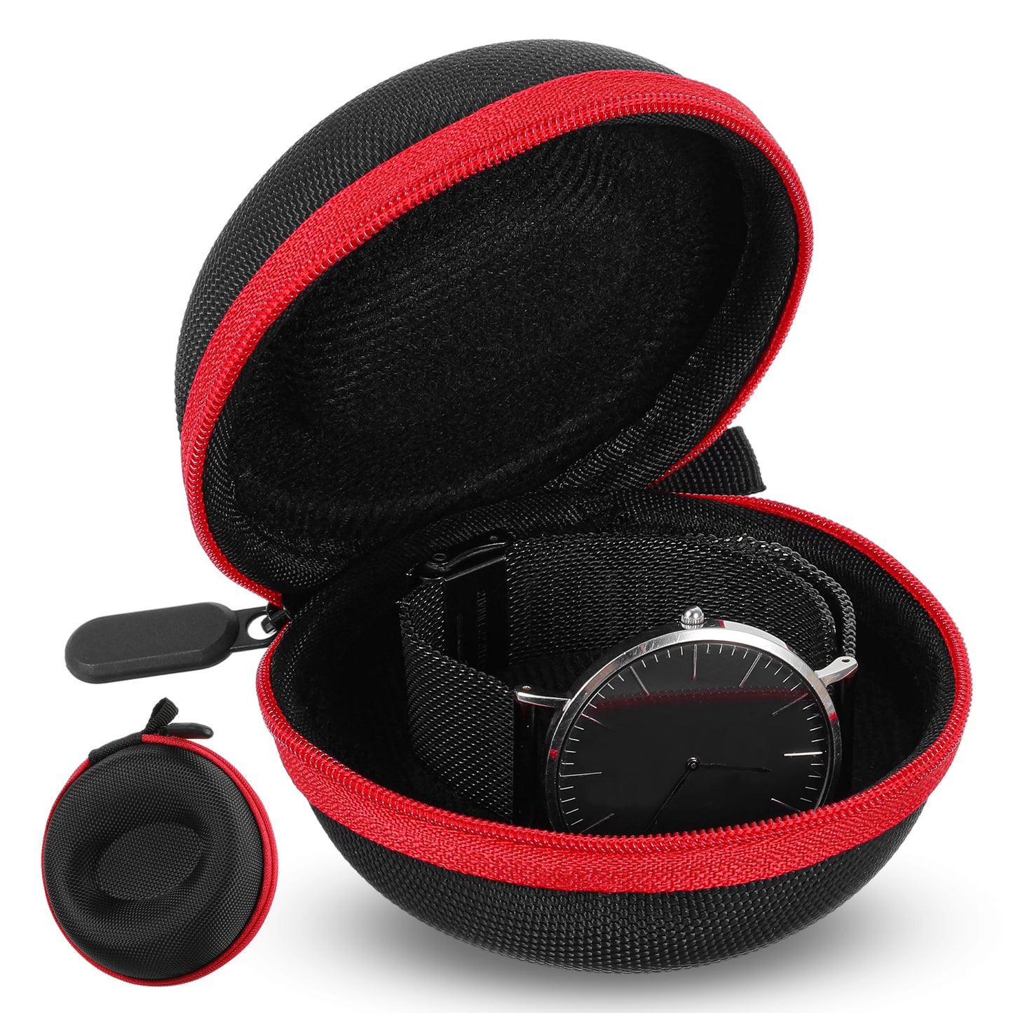 guduling 2 Pcs Travel Watch Case,Round Watches Pouch with Zipper,Watch Travel Pouch with Sponge for Men & Womenwith Zipper for Most Smart Watches and Wristwatches up to 50mm