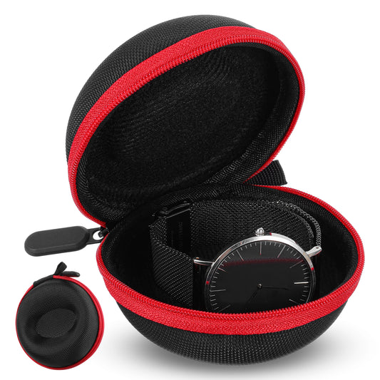 guduling 2 Pcs Travel Watch Case,Round Watches Pouch with Zipper,Watch Travel Pouch with Sponge for Men & Womenwith Zipper for Most Smart Watches and Wristwatches up to 50mm