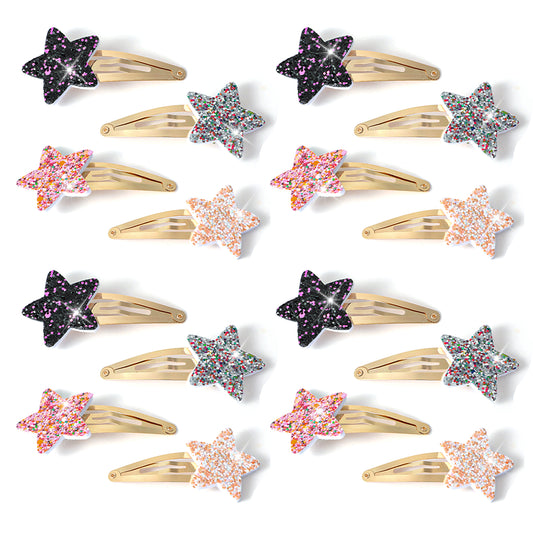 Elegaperma 16 Pcs Toddler Hair Clips, Sparkly Star Clips for Hairs, Cute Star Hair Clip Stars