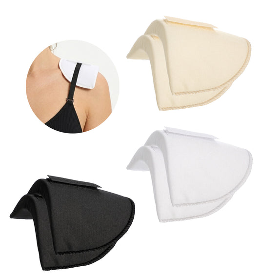 ValueBargain 3 Pairs Shoulder Pads for Women Clothes, No-Sewing Detachable Sponge Pads for Women, Washable Breathable High-Density Foam Shoulder Pad for Blazer Suit Jacket Shirt (Black, White, Skin)