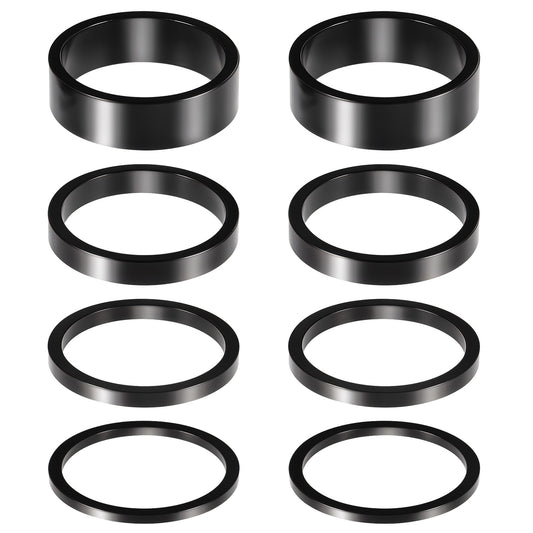 Elegaperma 8pcs Headset Spacers, Stem Headset Spacers 1 1/8, Aluminum Alloy Bike Headsets Spacers for Mtb Bmx Road Bikes 2mm 3mm 5mm 10mm (Black)