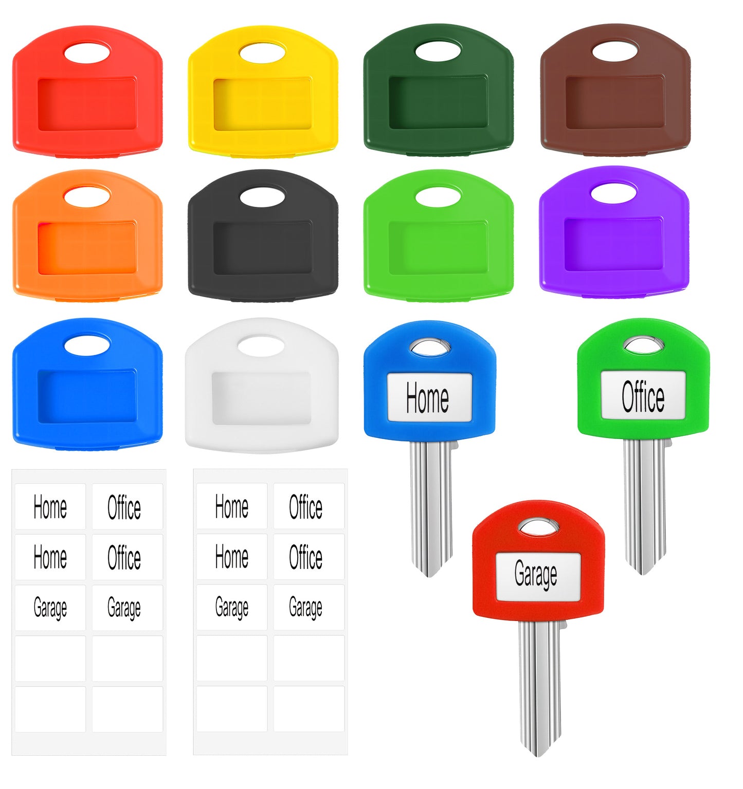 20 Pcs Key Identifier Caps, Silicone Square Key Covers with Keys Labels