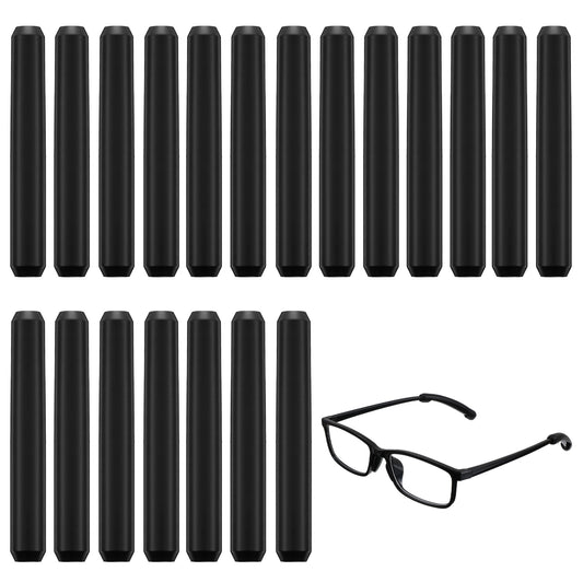 Guduling 20 Pcs Glasses Ear Cushions,Anti-Slip Elastic Temple Tips Sleeve Retainer,Soft Comfort Eyeglass Gripper Pads for Reading Glasses, Sunglasses & Sports, All-Day Comfort Grippers(Black)