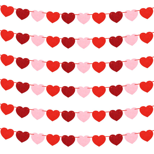Elegaperma 6pcs Heart Decorations, Just Married Banner, Heart Banner, Hanging Valentine's Day Decorations, Valentine Day Banner Anniversary Birthday Bridal Shower Party Decor