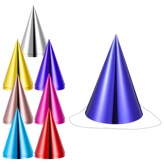 guduling 14 Pcs Party Hats for Adults,Colorful Birthday Party Hat,Small Metallic Foil Cone Hat,Birthday Partys Hats for Adults in 8 Colorful Celebration Headwear for Kids Adult