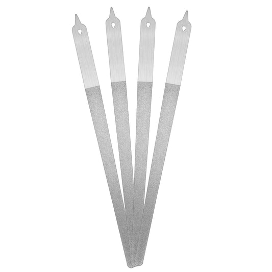 Classicseali 4PCS Diamond Nail Files, 8 in Double-Sided Stainless Steel Nail File, Pointed Diamond Nails Files for Women, Suitable for Manicure, Pedicure, Salon Home Use, Silver