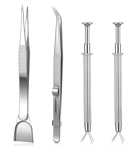 4 Pack Sprinkle Pen Tool for Cake Decorating, Pearl Bead Holder Piercing Ball Grabber Claw Pen Tweezers with Spoon for Cupcake Cookie Sugar Craft