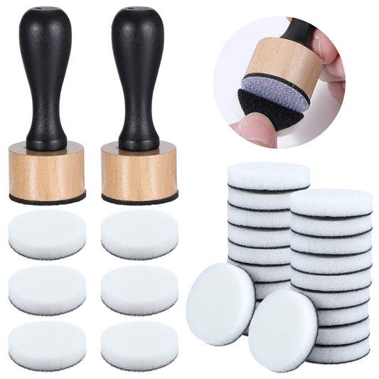 Oruola 46Pcs Ink Blending Tool, 2 Ink Blending Brushes and 44 Replacement Refill Sponge Domed Foam Pads Art Supplies for Scrapbooking Painting Drawing Art Supplies Distressing Blending