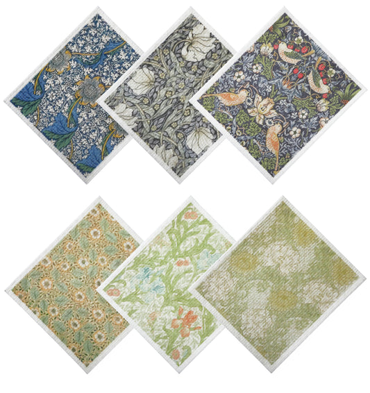 ValueBargain 6 Pack Swedish Dishcloth, Reusable William Morris Floral Swedish Dish Towels for Kitchen, 7x8 Inch Highly Absorbent Vintage Towels for Cleaning & Drying