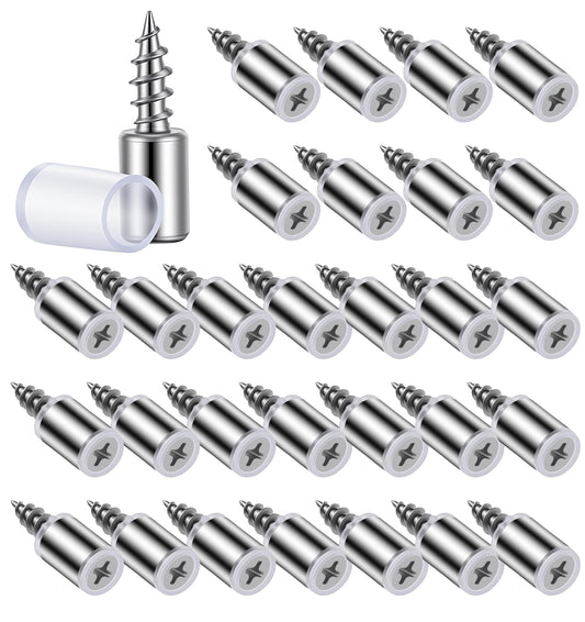 Shelf Holders, 30PCS Self Tapping Screws with Anti-Slip Sleeves, Glass Shelve and Cabinet Shelf Pins for Kitchen Bookcases Wardrobes Hardware