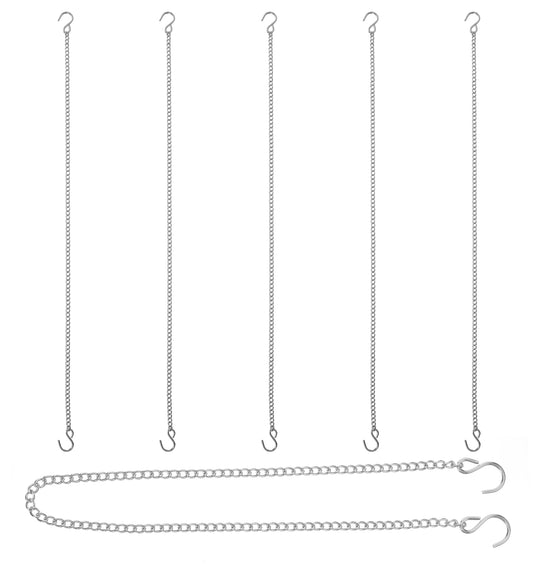 6 Pack Hanging Basket Chains, 20 Inch Replacement Plant Chain Hanger with Hook for Hanging Bird Feeders, Plants